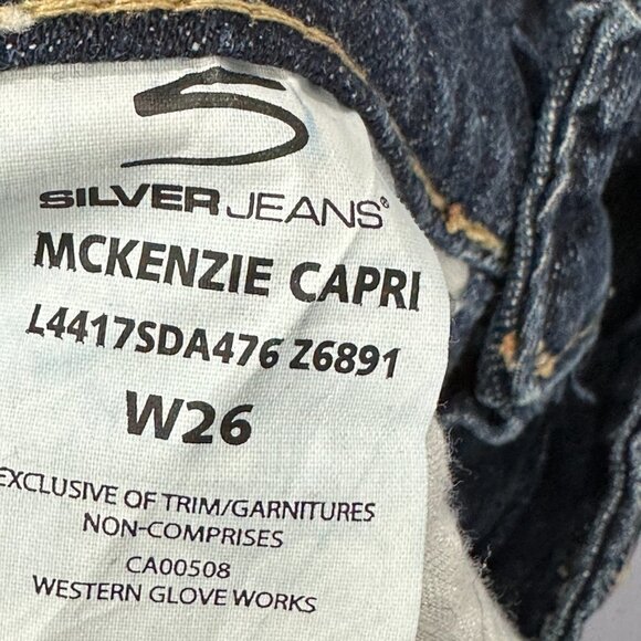 Silver Jeans Womens 26 McKenzie Capri Cotton Stretch Button Flap Pockets - Picture 13 of 14